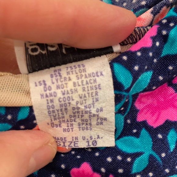 NWT gabar Swimsuit One Piece with Skirt Navy Pink Peach floral print WM SZ 10 🩱 - Picture 11 of 14